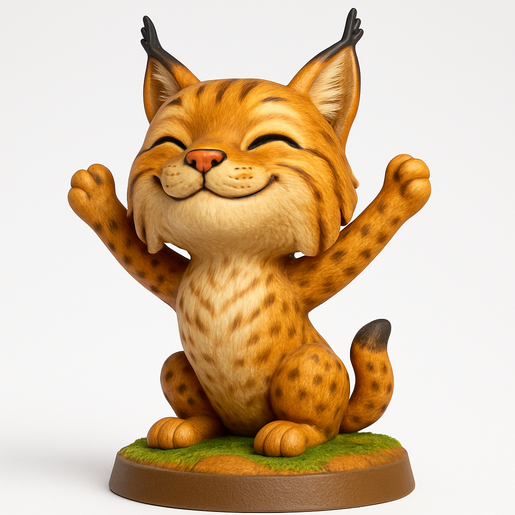 face to 3d model ai-3D portrait printing from photo_Smiling Bobcat Buddy: Bring Joy to Your Desk!