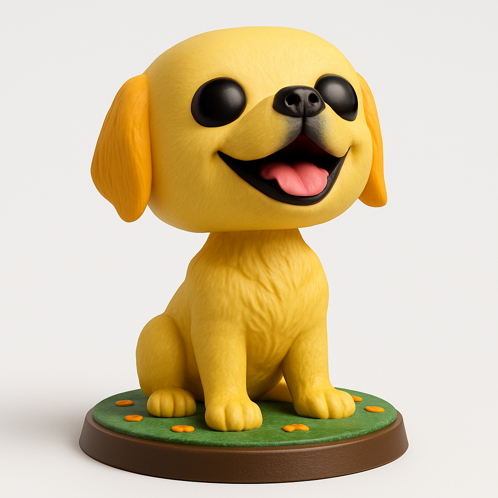 face to 3d model ai-3D portrait printing from photo_Golden Retriever Bobblehead - Bring Joy to Your Desk!