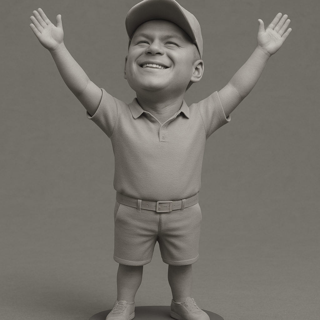 silhouette 3d printer maker-3d portrait printing_Joyful Miniature Figure with Outstretched Arms