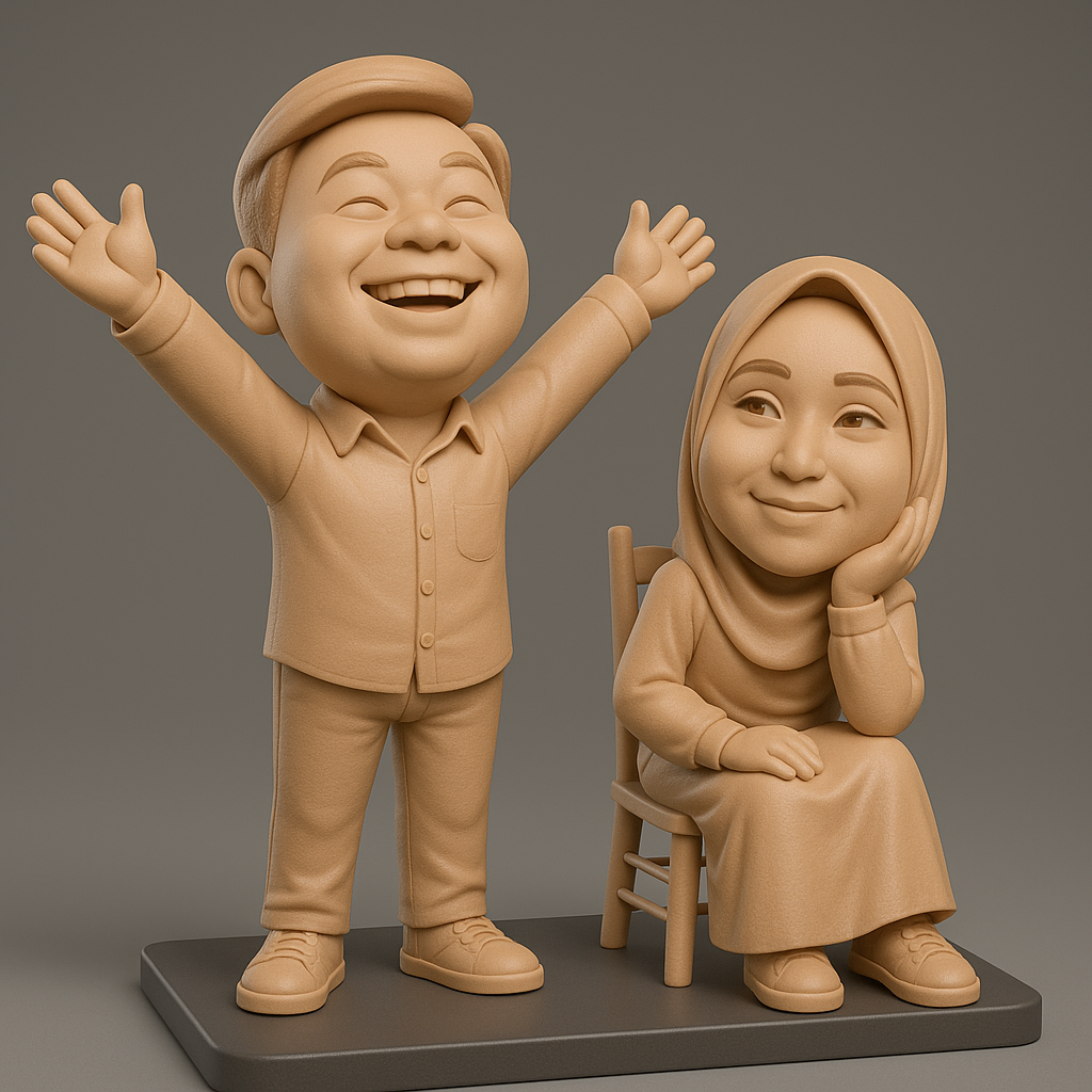 face anatomy 3d model-create 3d face model from photo_Joyful Couple Figurine for 3D Printing