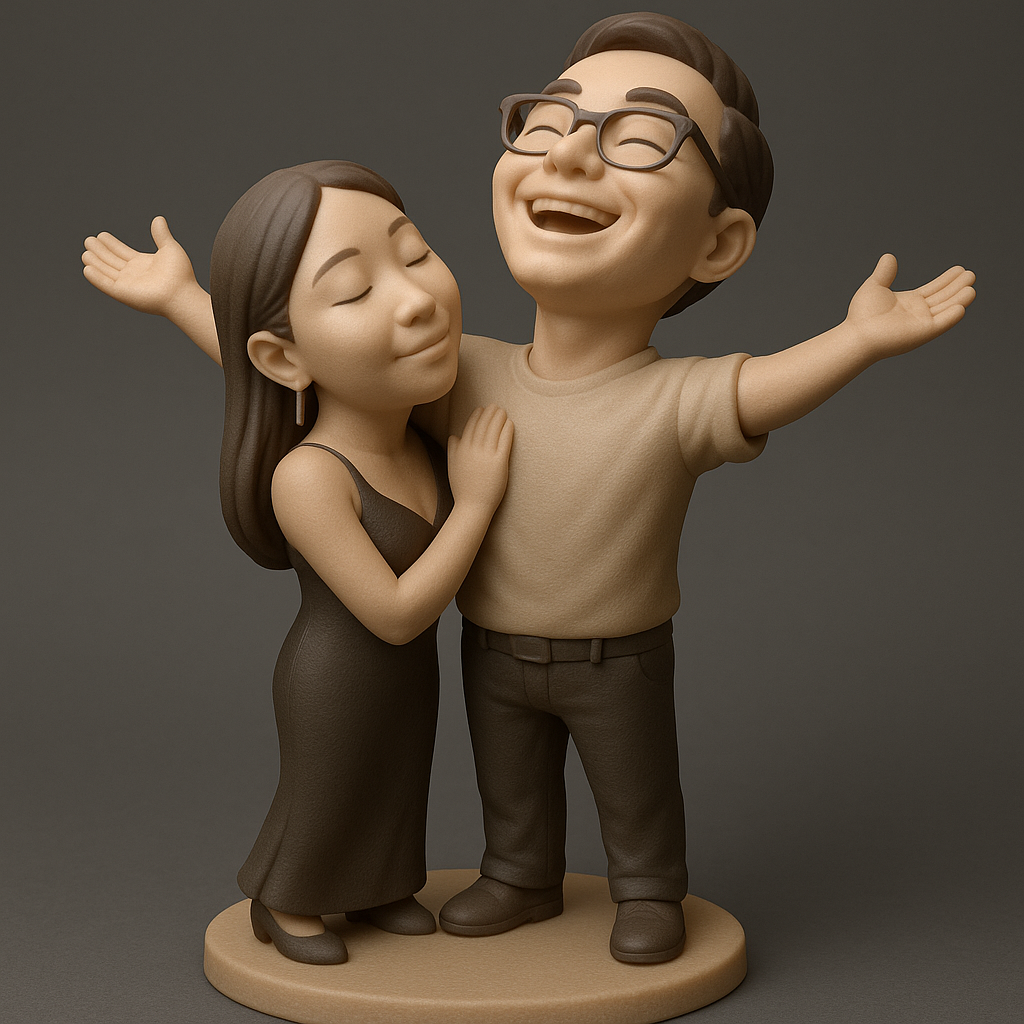 silhouette 3d printer maker-3d portrait printing_Joyful Couple Figurine for Celebrations