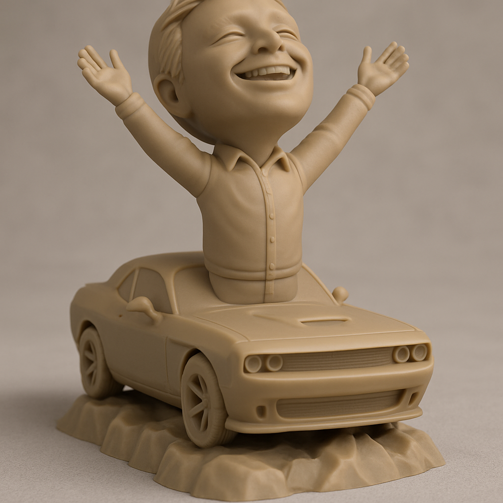 face anatomy 3d model-create 3d face model from photo_Joyful Challenger Driver Figurine: Celebrate Success!