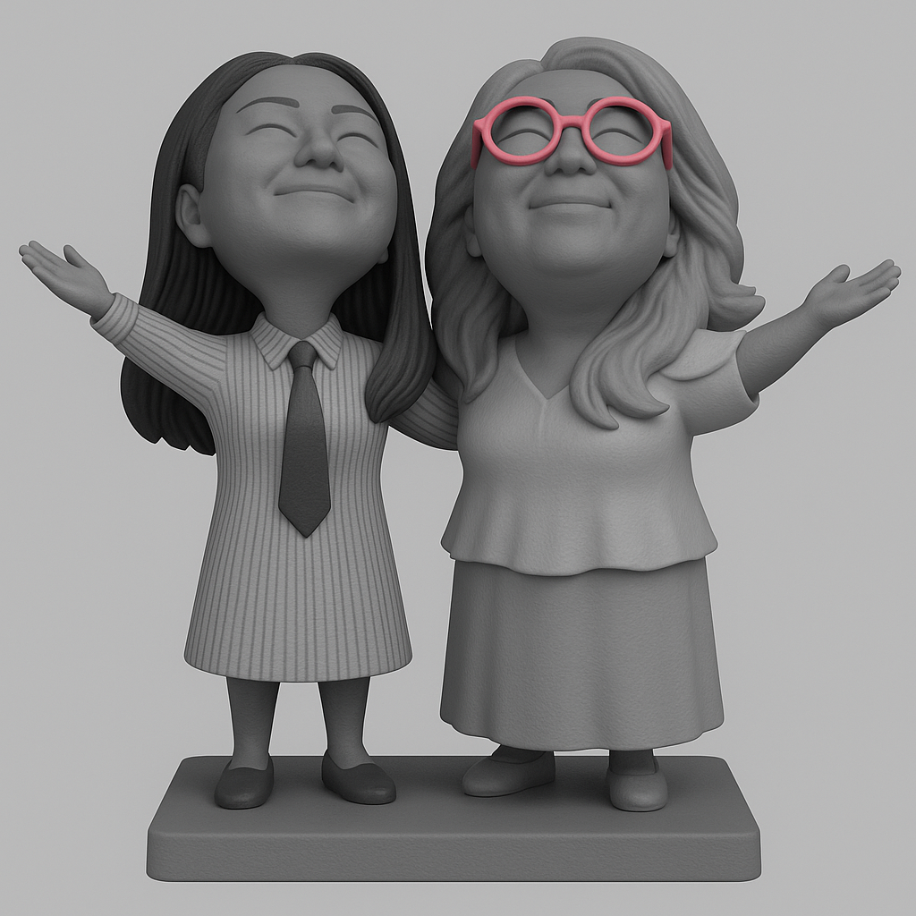silhouette 3d printer maker-3d portrait printing_Joyful Duo: Celebrating Friendship in 3D