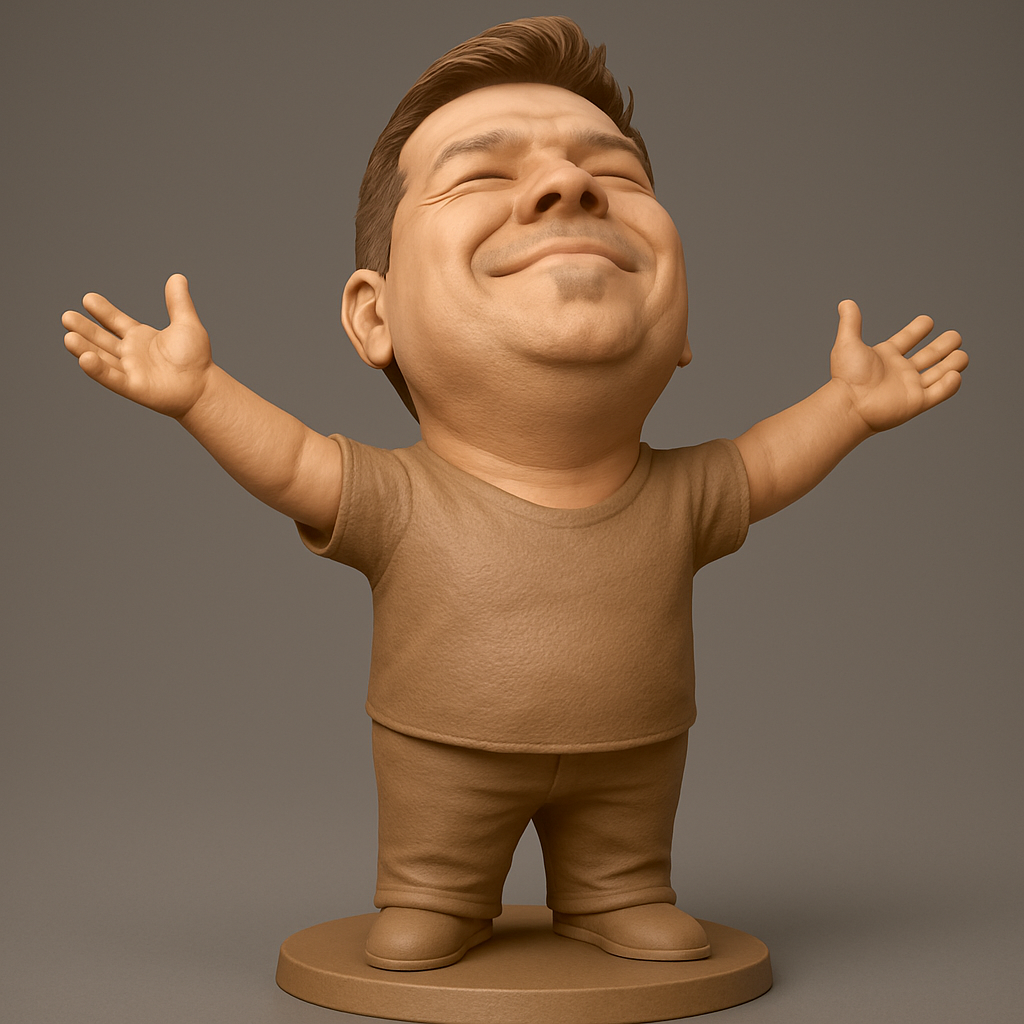 face anatomy 3d model-create 3d face model from photo_Smiling Man Figurine: Embrace Joy & Positivity