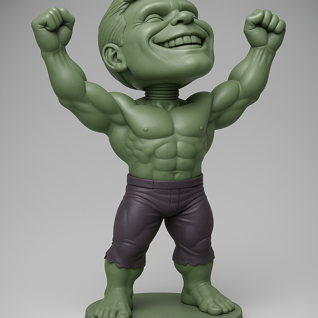 silhouette 3d printer maker-3d portrait printing_Desktop Champion: Smiling Hulk Bobblehead