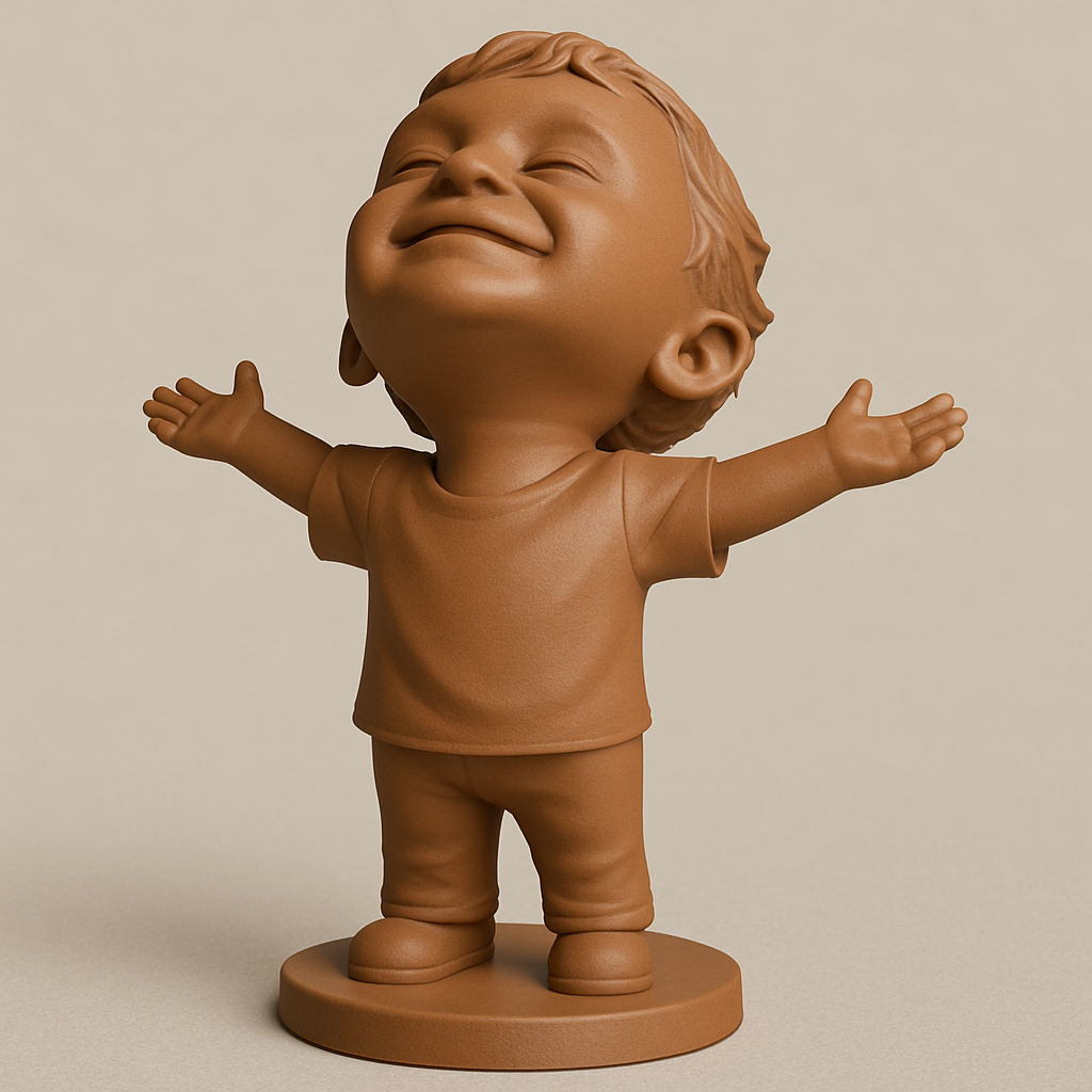 silhouette 3d printer maker-3d portrait printing_Cheerful Child Figurine: A Symbol of Pure Joy!