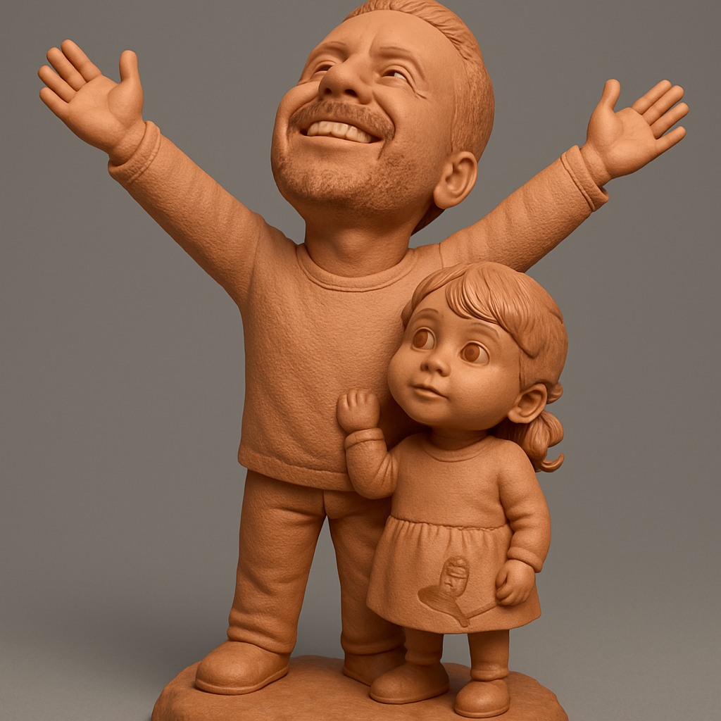 face anatomy 3d model-create 3d face model from photo_Joyful Uncle Niece Embrace: A Loving Bond Statue
