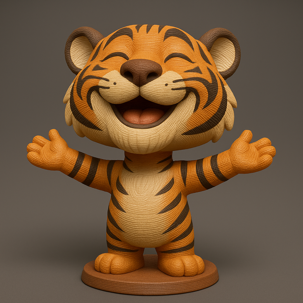 silhouette 3d printer maker-3d portrait printing_Cheerful Tiger Figurine for All Ages