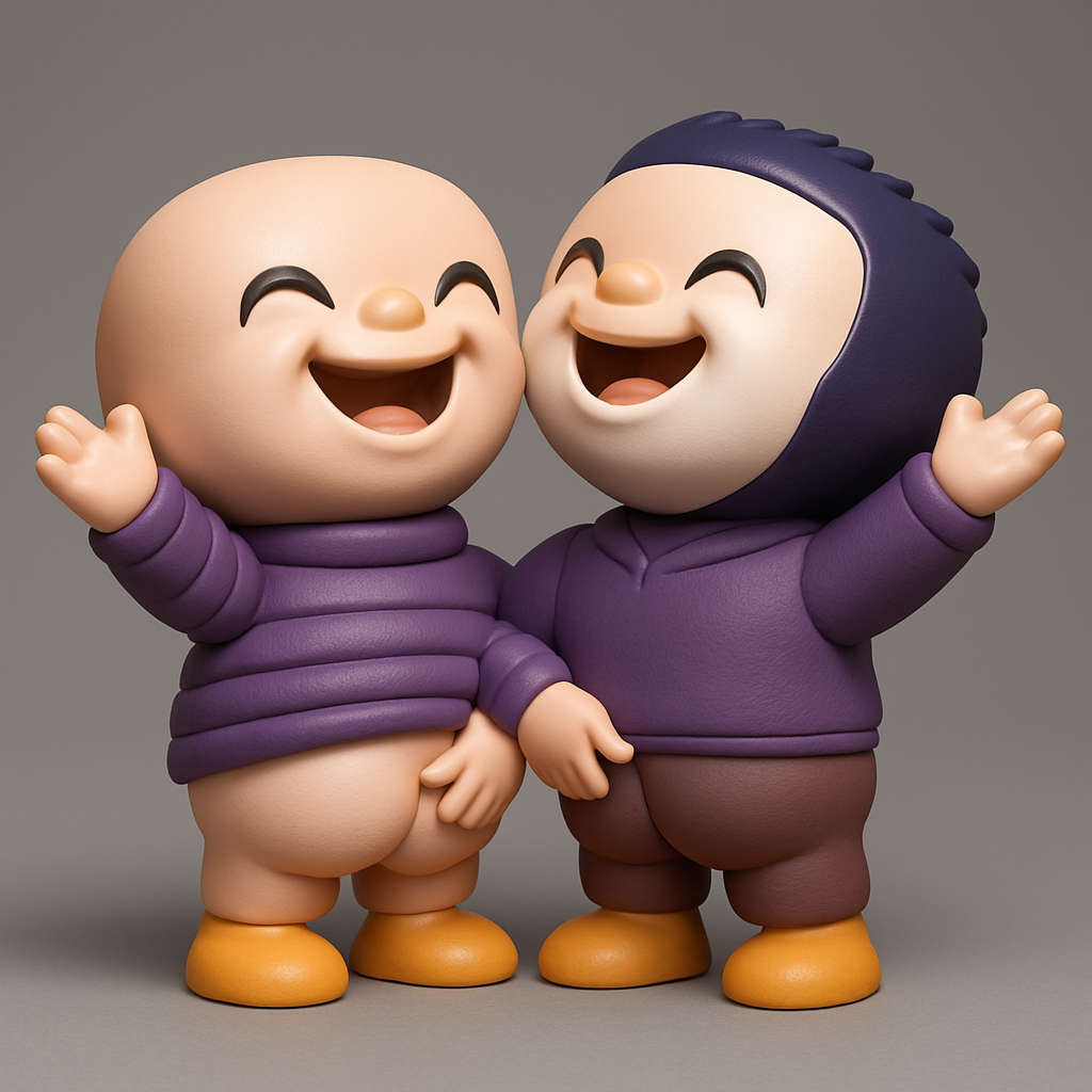 face to 3d model ai-3D portrait printing from photo_Joyful Friends Duo: Adorable Hugging Figurines