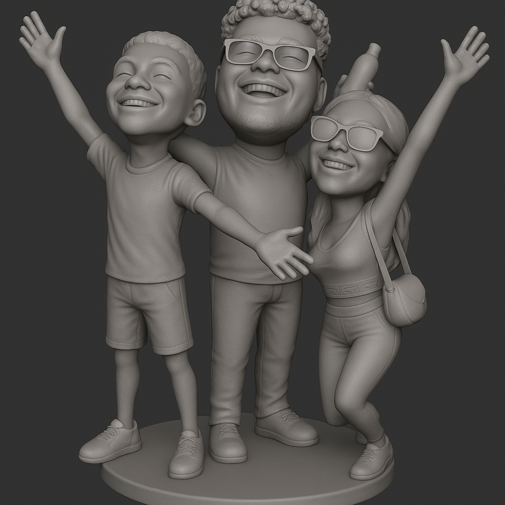 face anatomy 3d model-create 3d face model from photo_Joyful Family Statue - Perfect for 3D Printing!