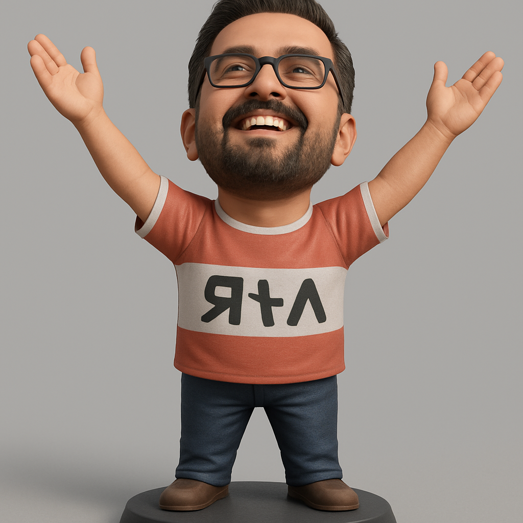 silhouette 3d printer maker-3d portrait printing_Happy Man Bobblehead Figurine - Perfect Desk Companion