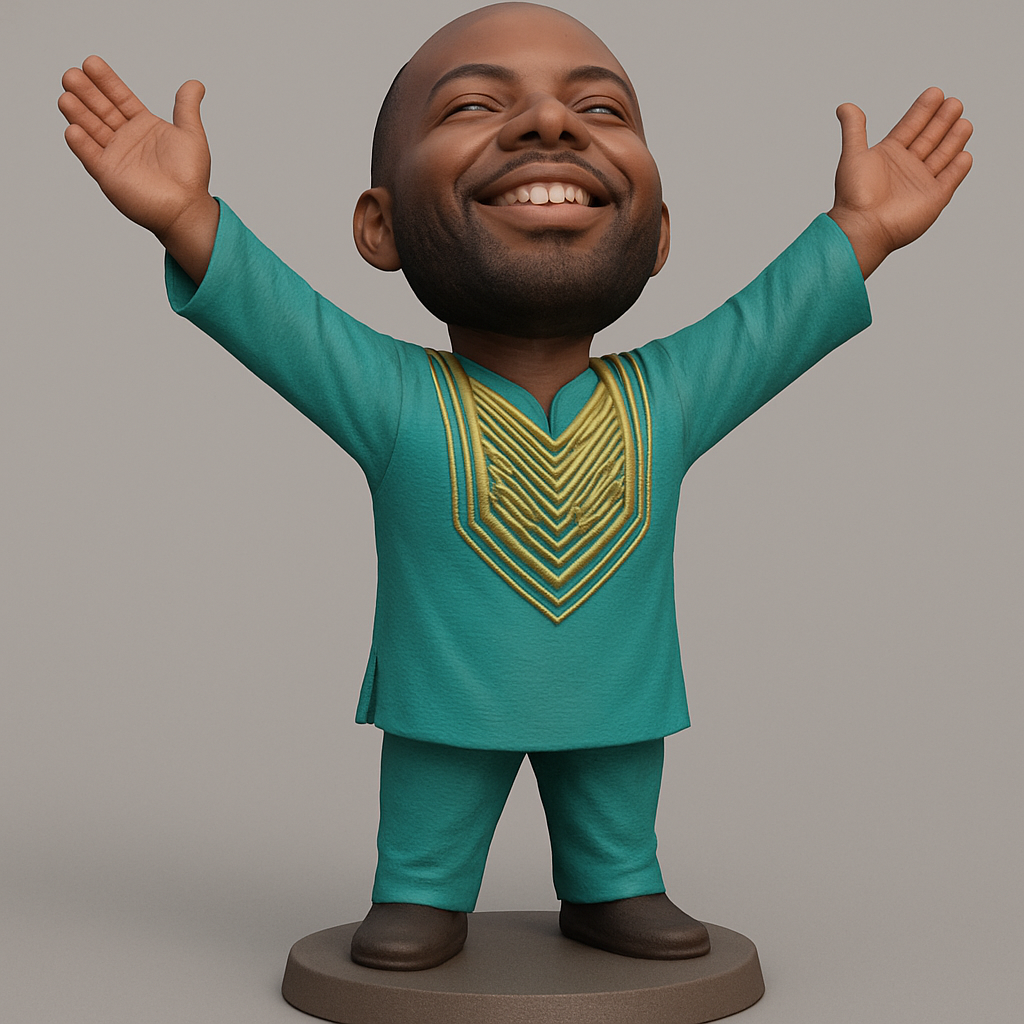 silhouette 3d printer maker-3d portrait printing_Smiling African Figurine - Embrace Joy