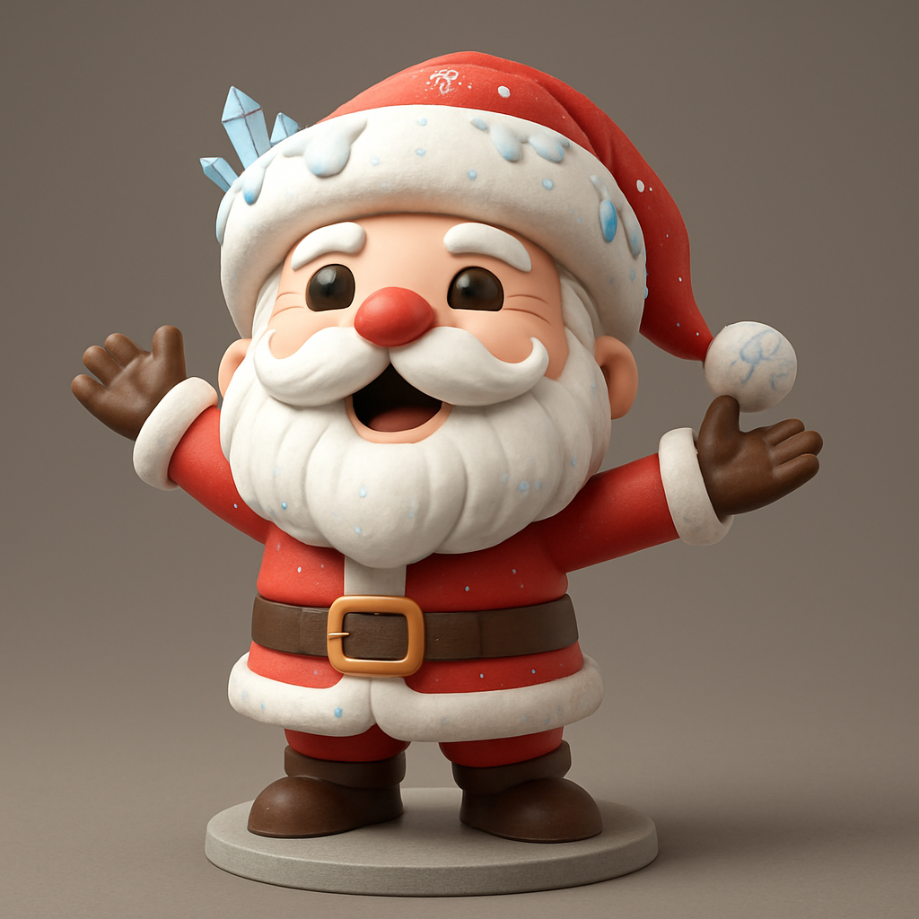 face anatomy 3d model-create 3d face model from photo_Jolly Santa Figurine with Ice Crystals - Festive 3D Print