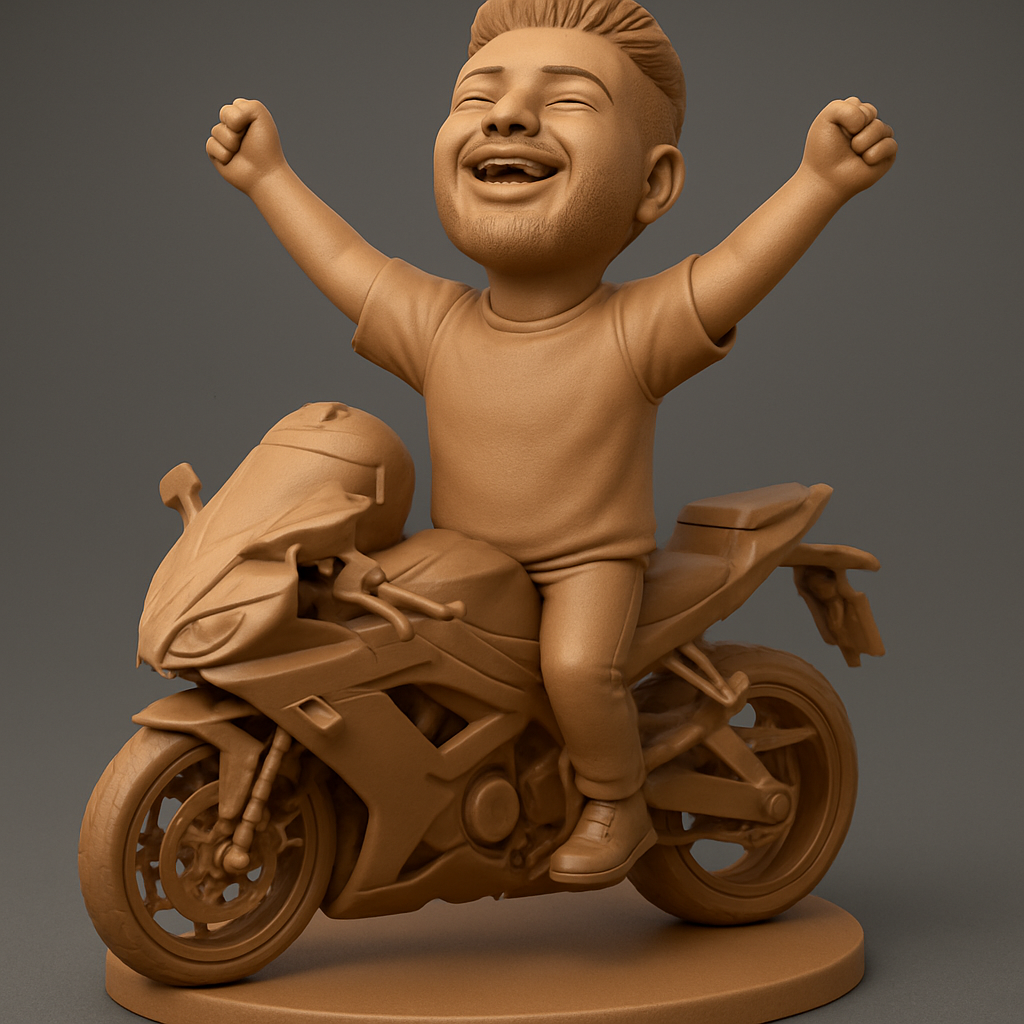 face anatomy 3d model-create 3d face model from photo_Thrilled Rider: Dynamic Sport Bike Figurine