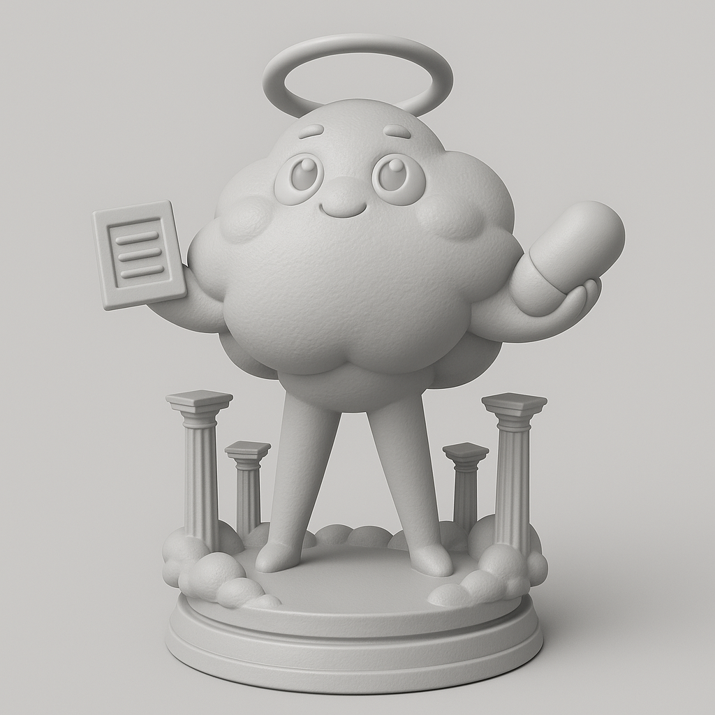 silhouette 3d printer maker-3d portrait printing_Charming Cloud Character with Halo