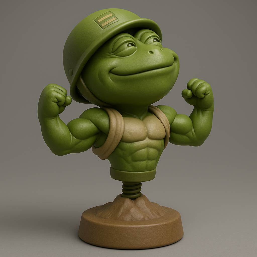 silhouette 3d printer maker-3d portrait printing_Mighty Military Frog Figure
