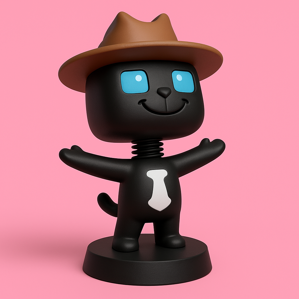face anatomy 3d model-create 3d face model from photo_Charming Cat Figurine With Cowboy Hat