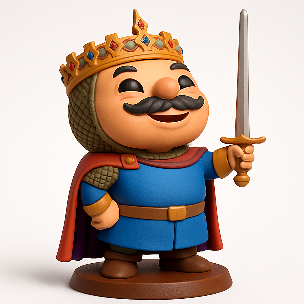 face to 3d model ai-3D portrait printing from photo_Smiling King with Sword