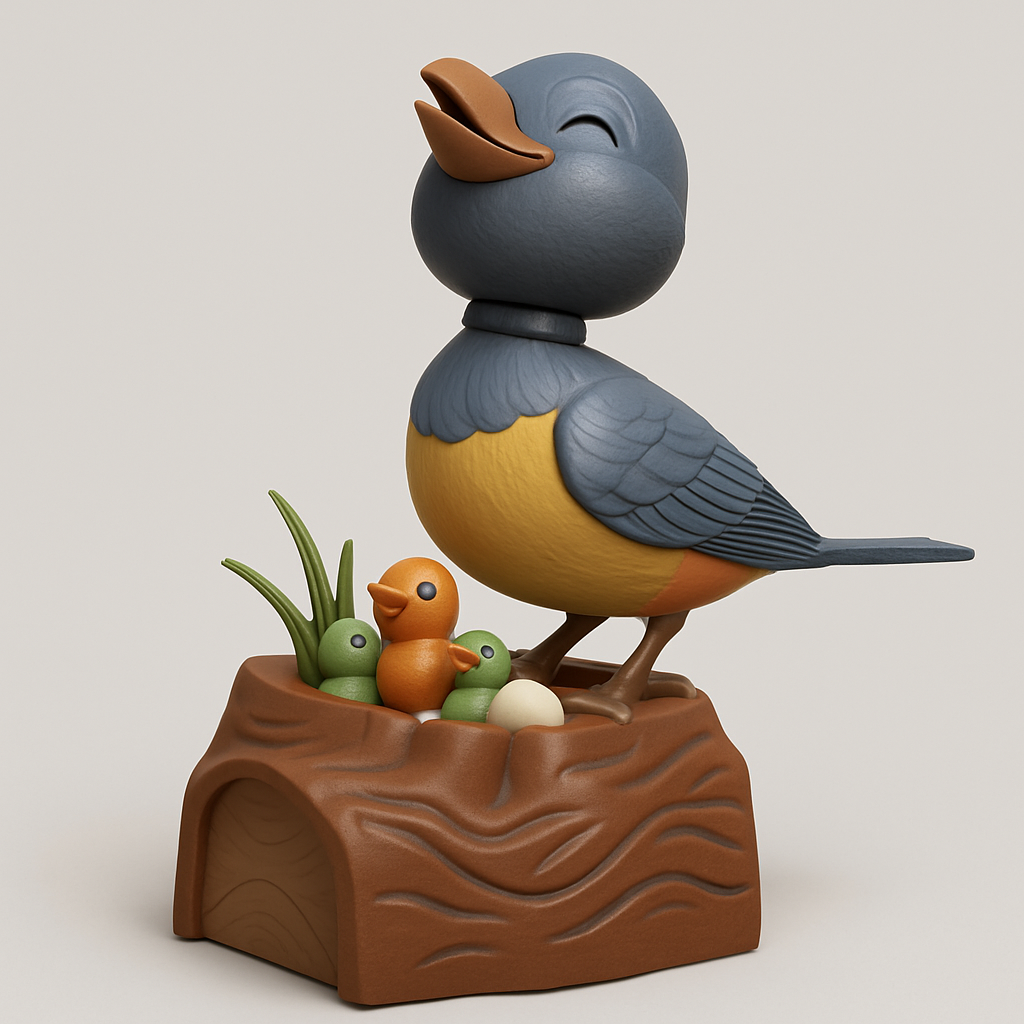 face anatomy 3d model-create 3d face model from photo_Singing Bird & Hatchlings: A Joyful Nest Scene