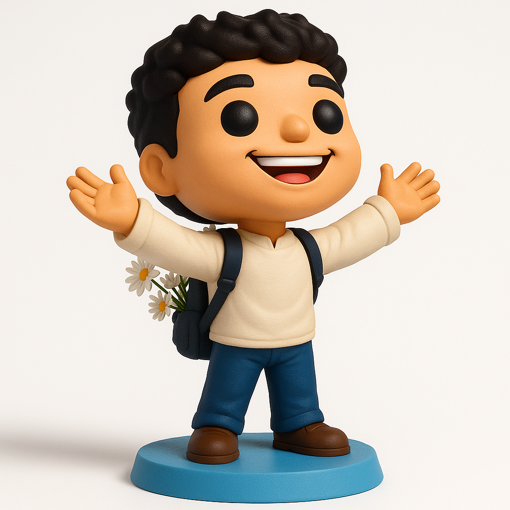face anatomy 3d model-create 3d face model from photo_Happy Student Figurine with Daisies - Spread Joy!