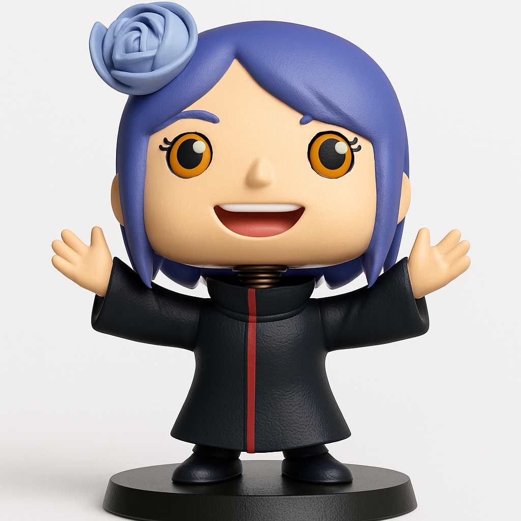 face anatomy 3d model-create 3d face model from photo_Konan Akatsuki Bobblehead: Naruto Fan Art 3D Print Fun