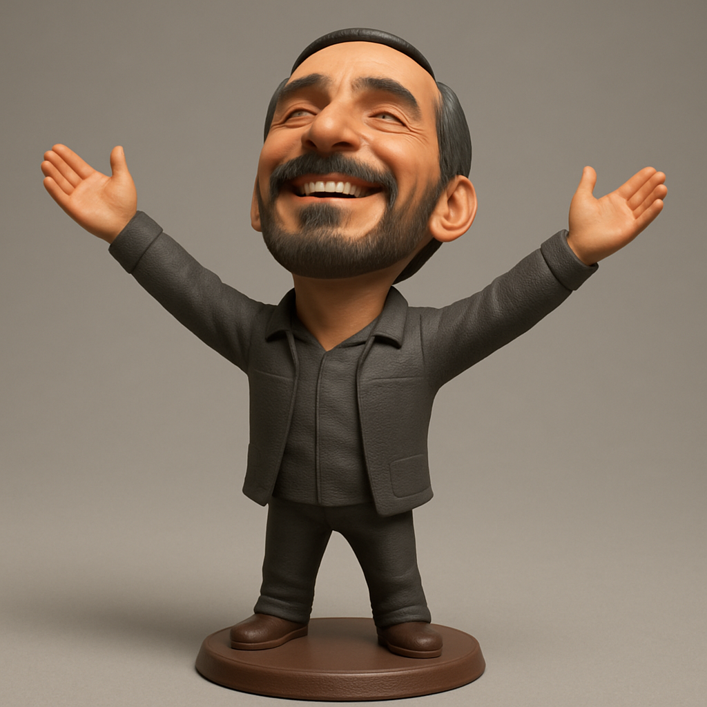 silhouette 3d printer maker-3d portrait printing_Spread Happiness: Bearded Man Joy Figurine