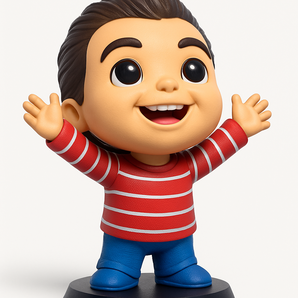 face to 3d model ai-3D portrait printing from photo_Happy Waving Boy Figurine - Joyful Desk Decor!
