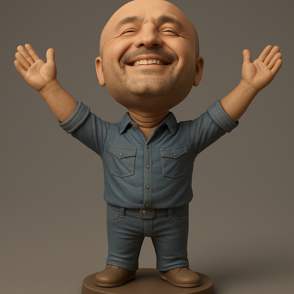 silhouette 3d printer maker-3d portrait printing_Happy Guy Bobblehead: Spread Joy & Positivity!