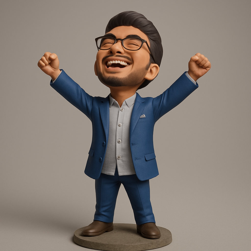 silhouette 3d printer maker-3d portrait printing_Victorious Business Man Figurine - Celebrate Success!