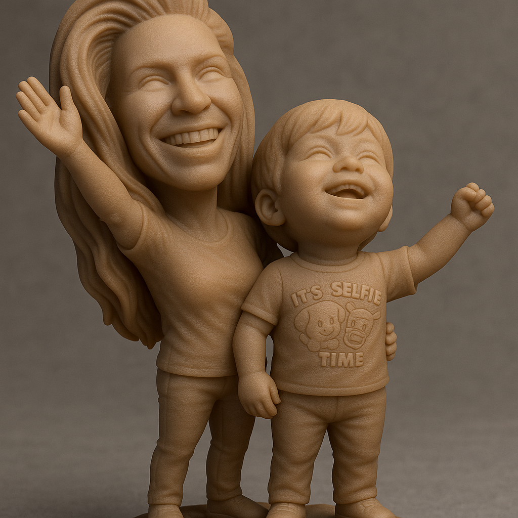 face anatomy 3d model-create 3d face model from photo_Joyful Family Selfie Statue