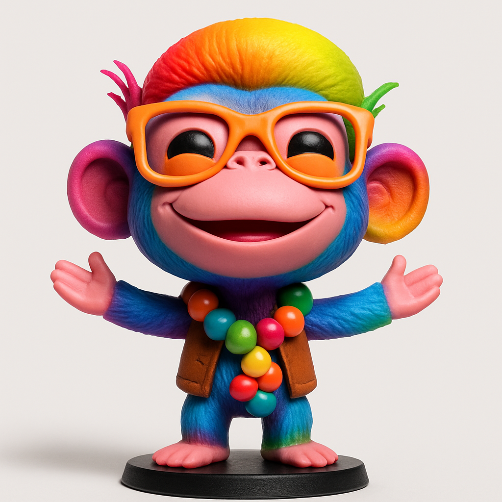 face to 3d model ai-3D portrait printing from photo_Joyful Rainbow Monkey Buddy for Happy Vibes