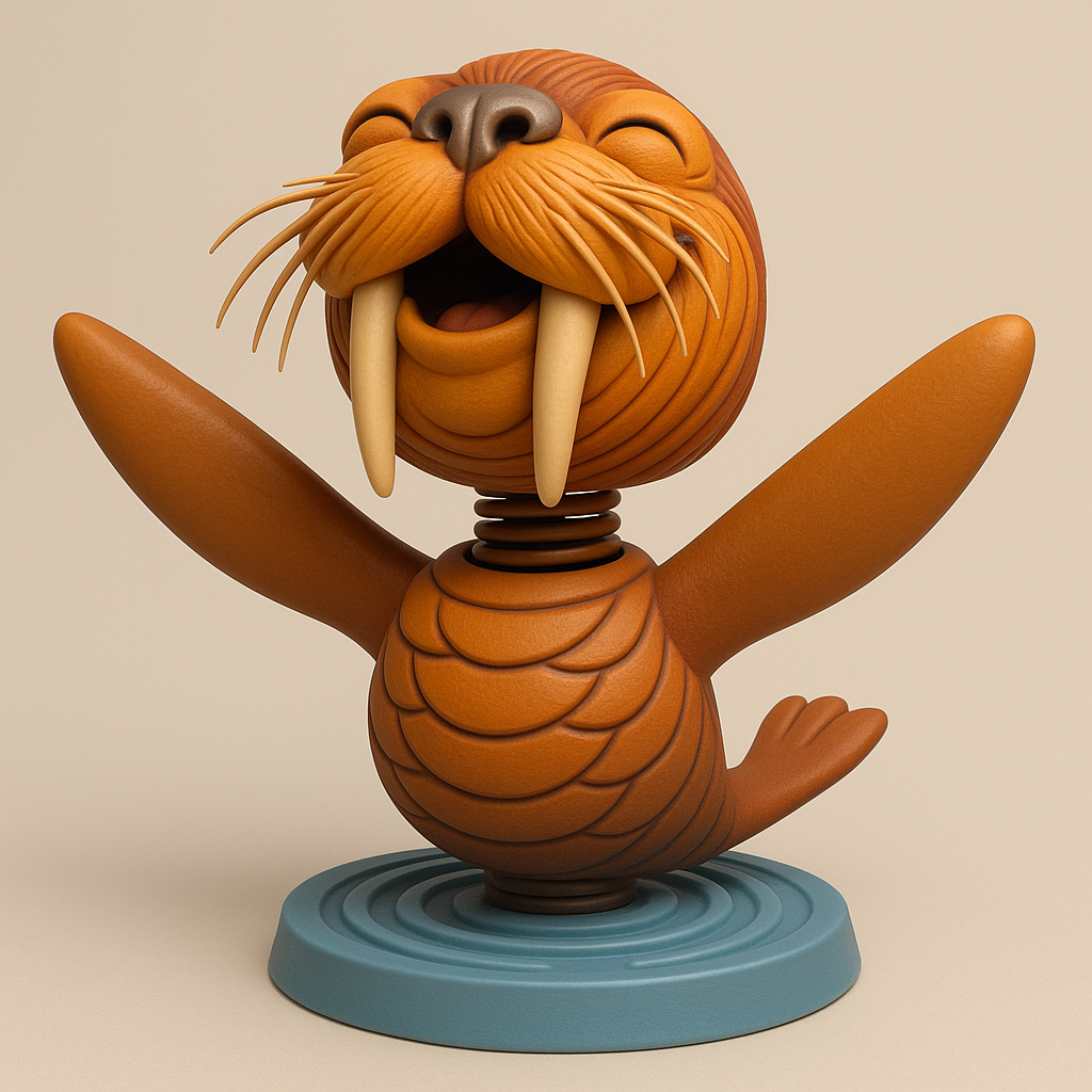 face anatomy 3d model-create 3d face model from photo_Joyful Walrus Figurine for 3D Printing