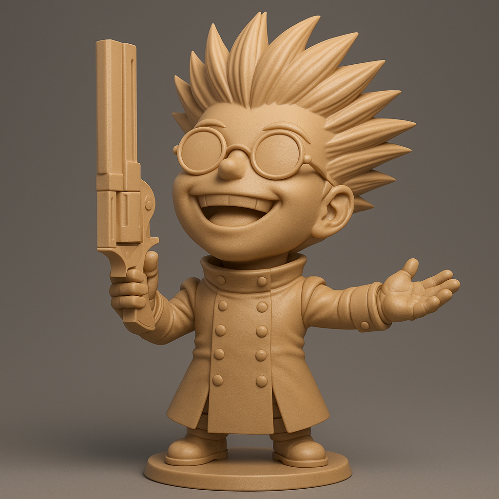 silhouette 3d printer maker-3d portrait printing_Cheerful Scientist Figurine with Revolver