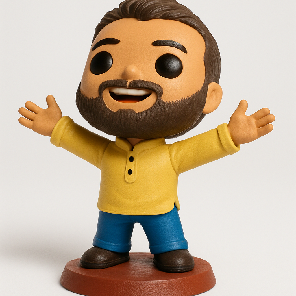 face anatomy 3d model-create 3d face model from photo_Friendly Bearded Man Figurine - Spread Joy & Welcome!