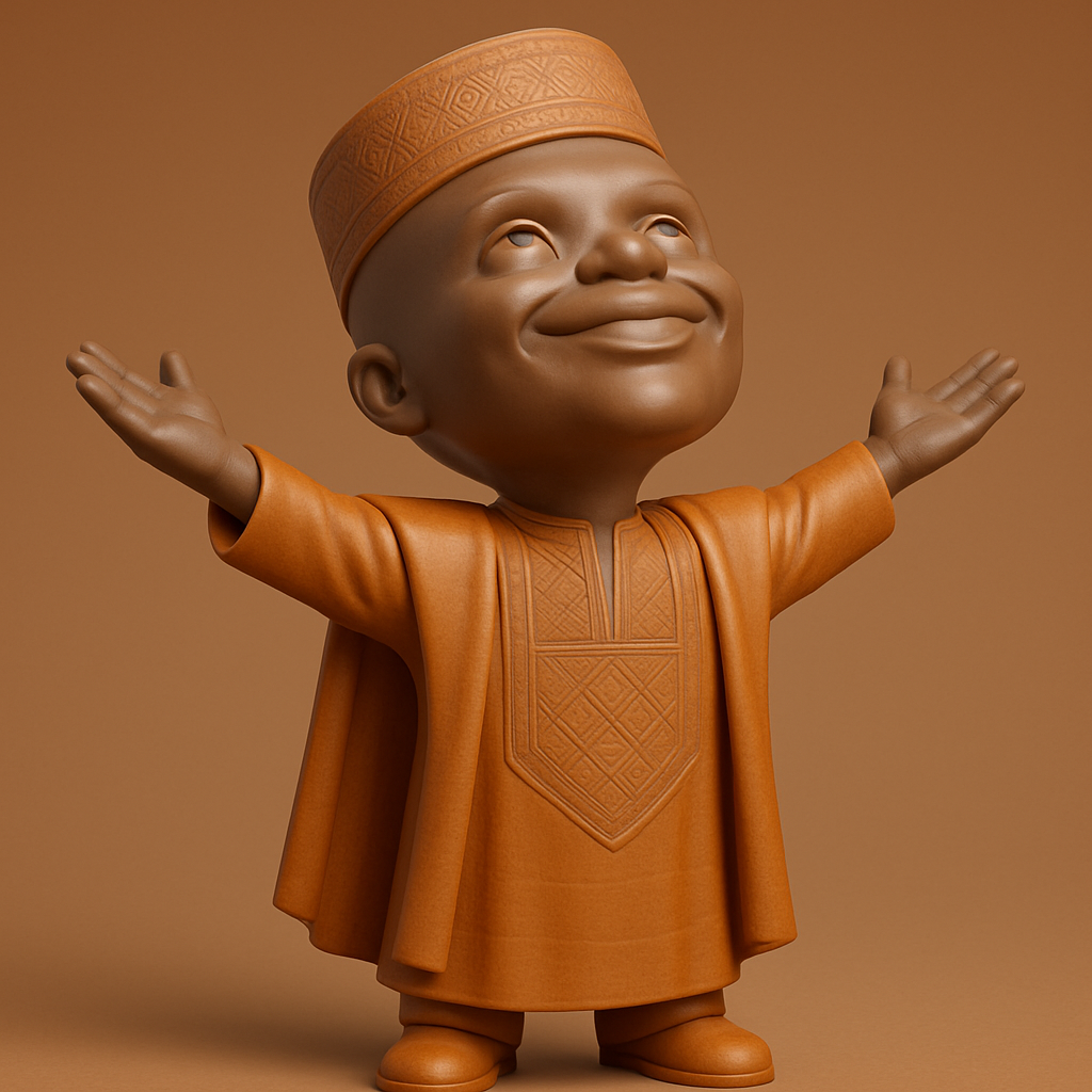 face anatomy 3d model-create 3d face model from photo_Joyful African Child Figurine: Open Arms Spirit