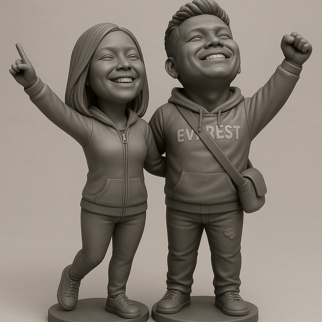 face anatomy 3d model-create 3d face model from photo_Joyful Duo: Celebrate Togetherness in 3D