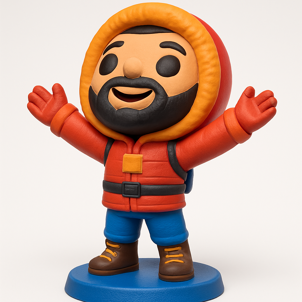 face anatomy 3d model-create 3d face model from photo_Joyful Hiker Figurine: Whimsical Desk & Shelf Decor