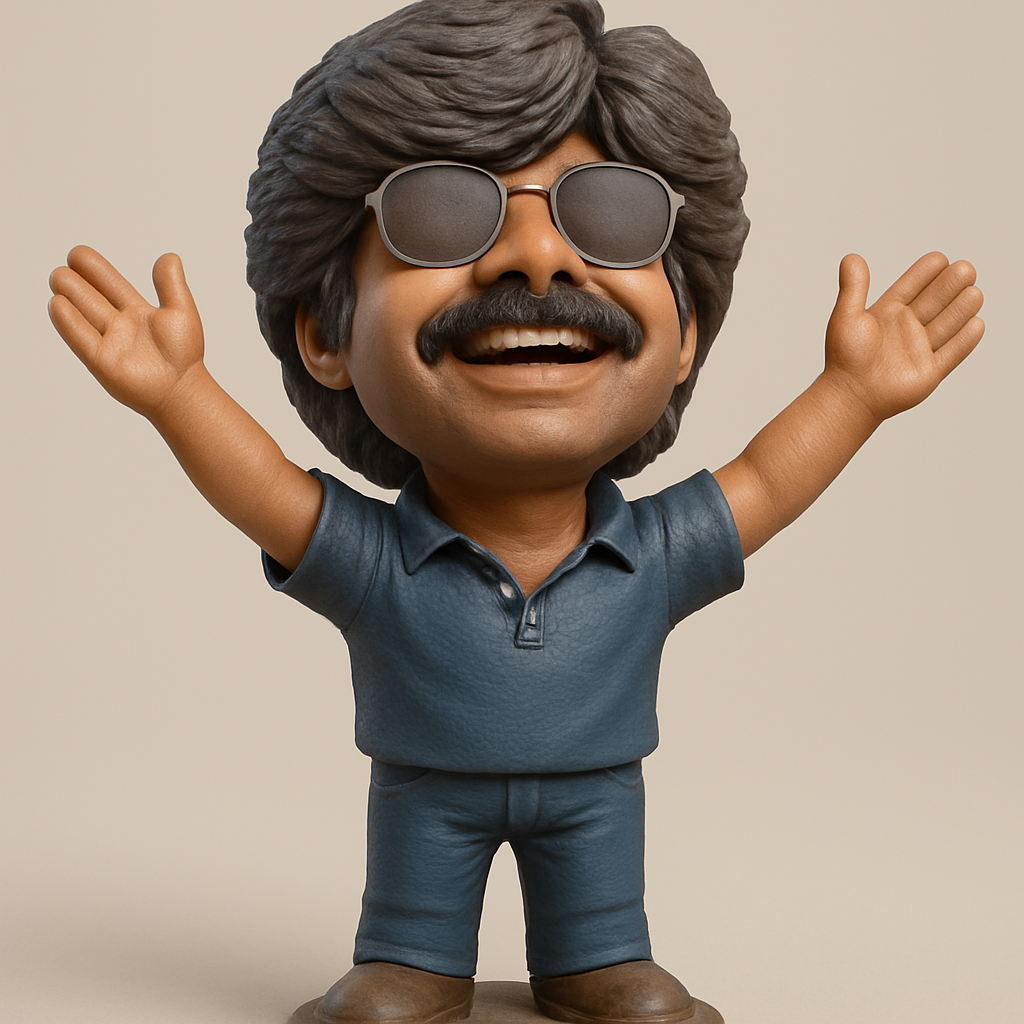 silhouette 3d printer maker-3d portrait printing_Cheerful Superstar Bobblehead - Print & Smile!