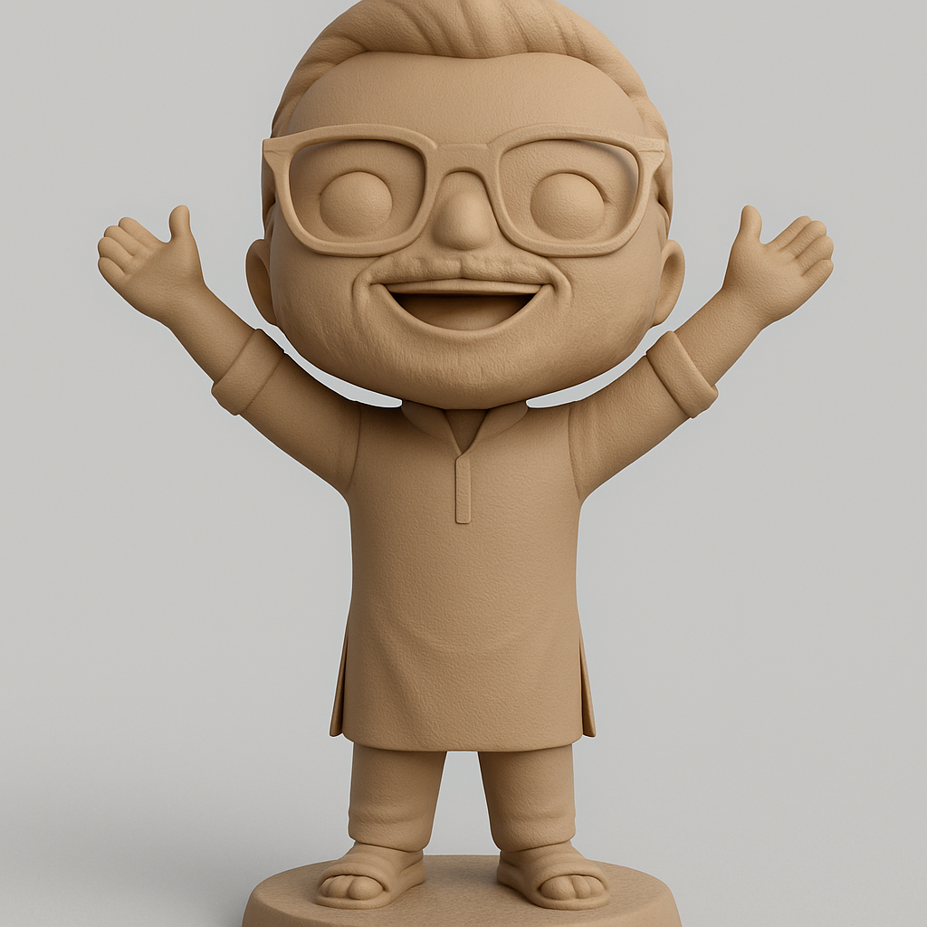 face to 3d model ai-3D portrait printing from photo_Joyful Chibi Gentleman - Customizable Desk Buddy!