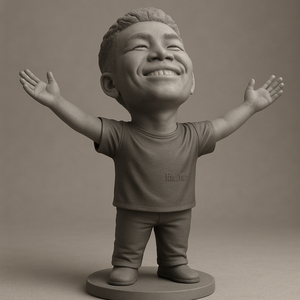 face to 3d model ai-3D portrait printing from photo_Spreading Joy: Open Arms Child Collectible 3D Print