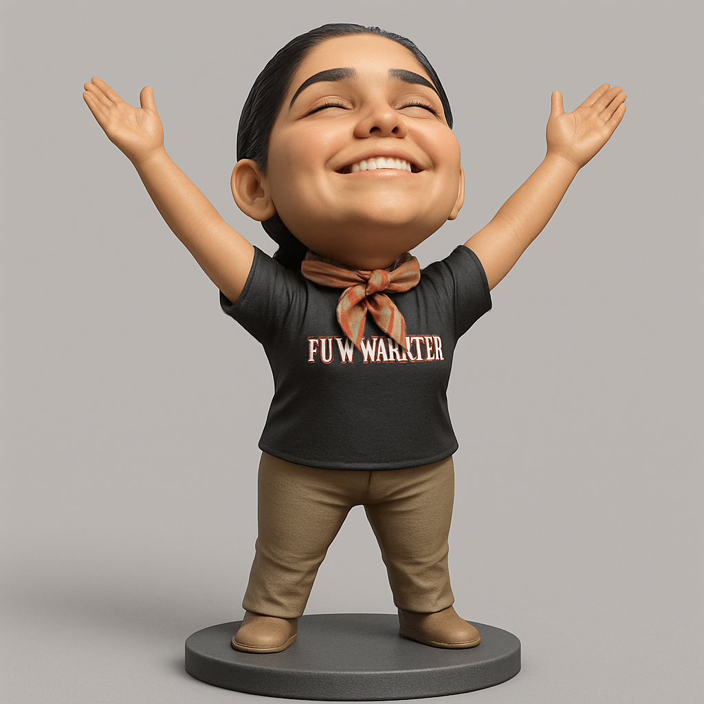 silhouette 3d printer maker-3d portrait printing_Cheerful Figurine with Outstretched Arms