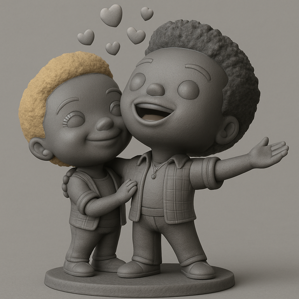 face to 3d model ai-3D portrait printing from photo_Chibi Loving Couple Statue - Perfect Romantic Gift