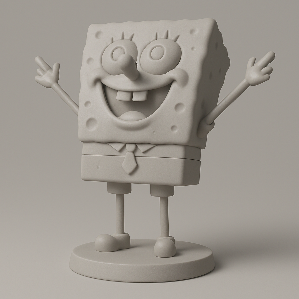 silhouette 3d printer maker-3d portrait printing_Cheerful SpongeBob SquarePants Figure
