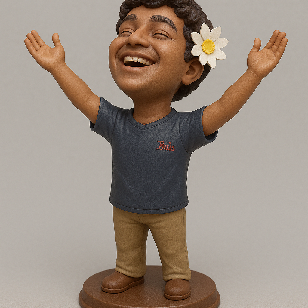 silhouette 3d printer maker-3d portrait printing_Joyful Child Figurine with Flower