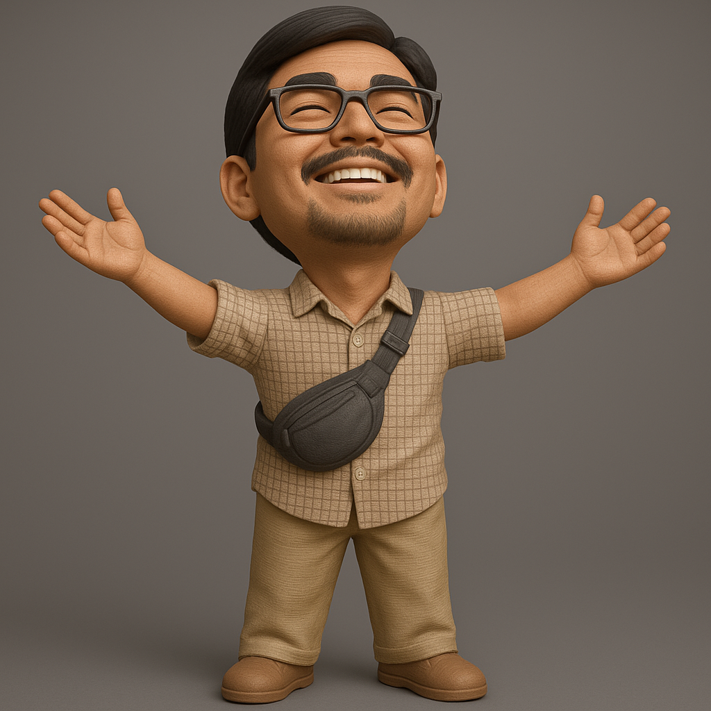 silhouette 3d printer maker-3d portrait printing_Cheerful Character with Open Arms