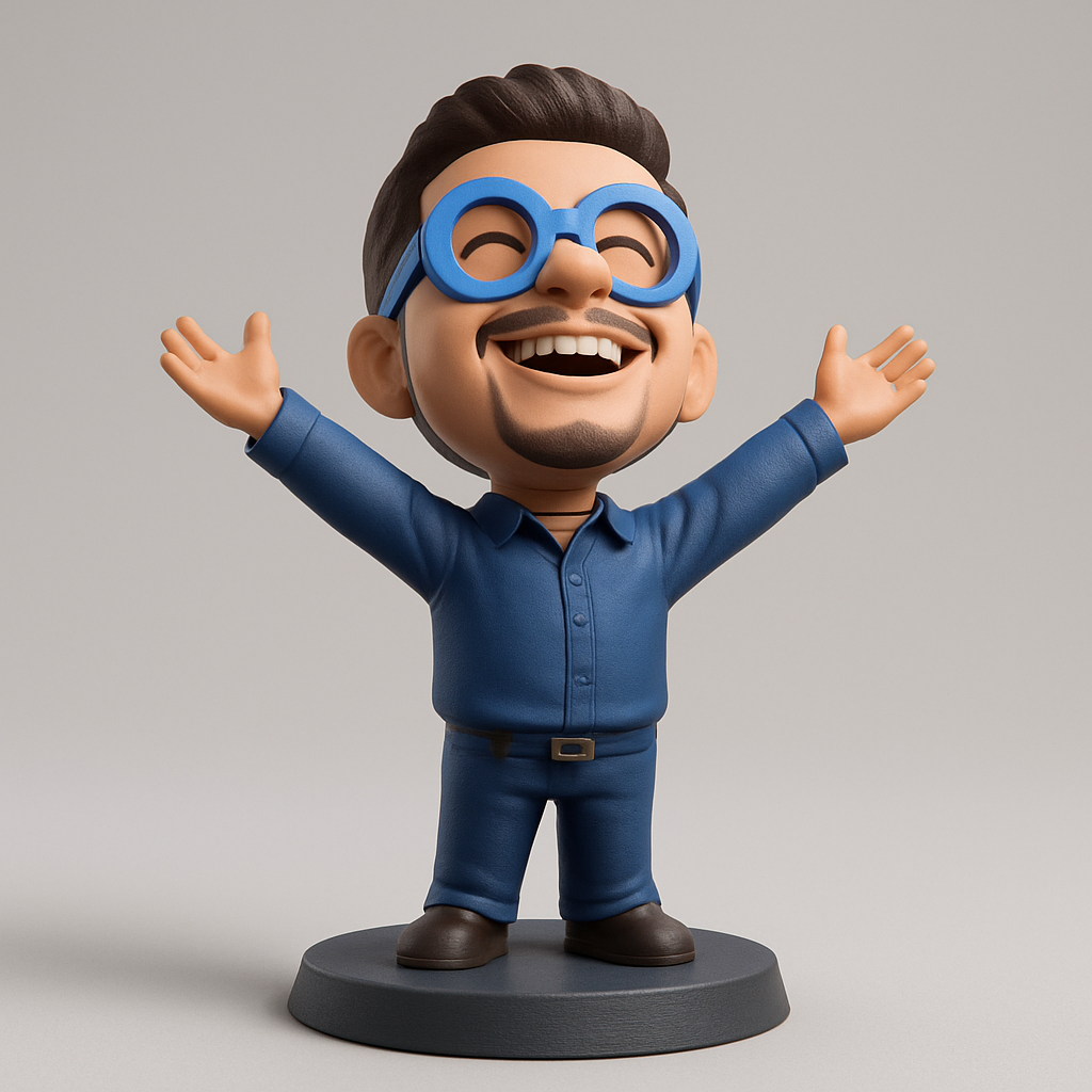 silhouette 3d printer maker-3d portrait printing_Joyful Bobblehead Character: Spread Happiness on Your Desk!