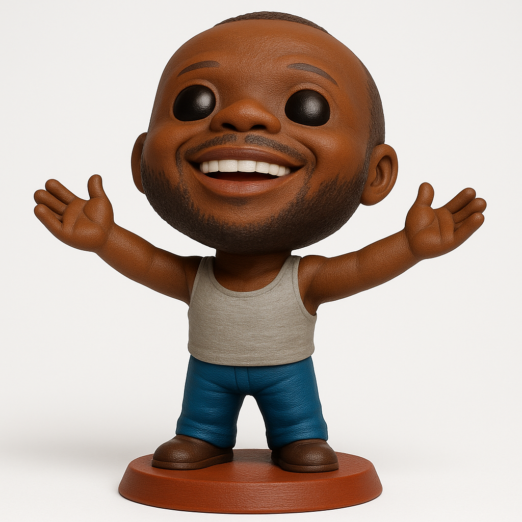 face anatomy 3d model-create 3d face model from photo_Joyful Bearded Man Bobblehead - Spread Happiness!