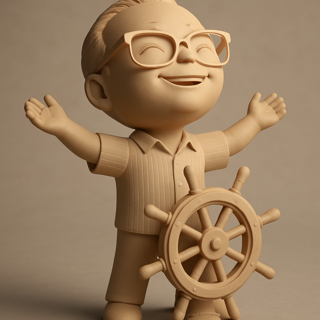 face to 3d model ai-3D portrait printing from photo_Steer Your Day! Optimistic Captain & Wheel Model