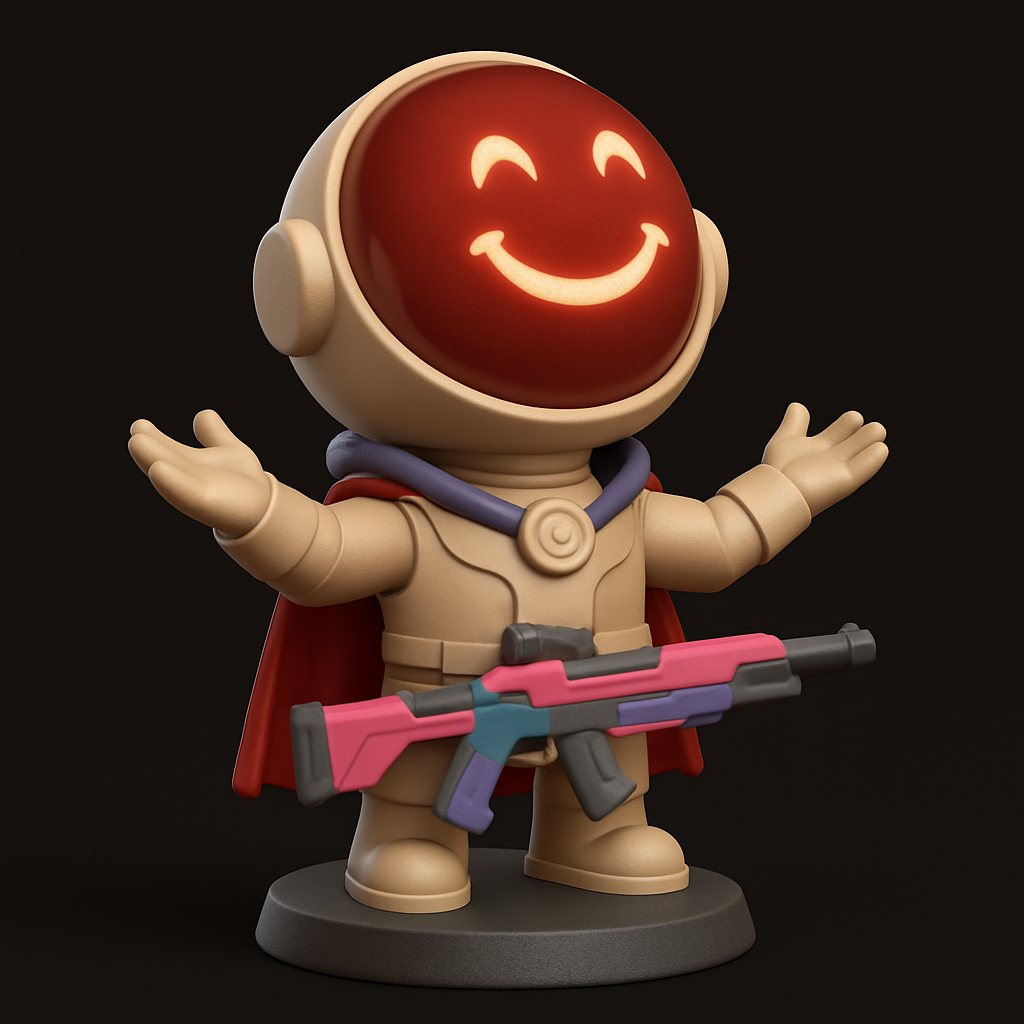 face to 3d model ai-3D portrait printing from photo_Galactic Guardian Smile: Heroic Robot Figurine