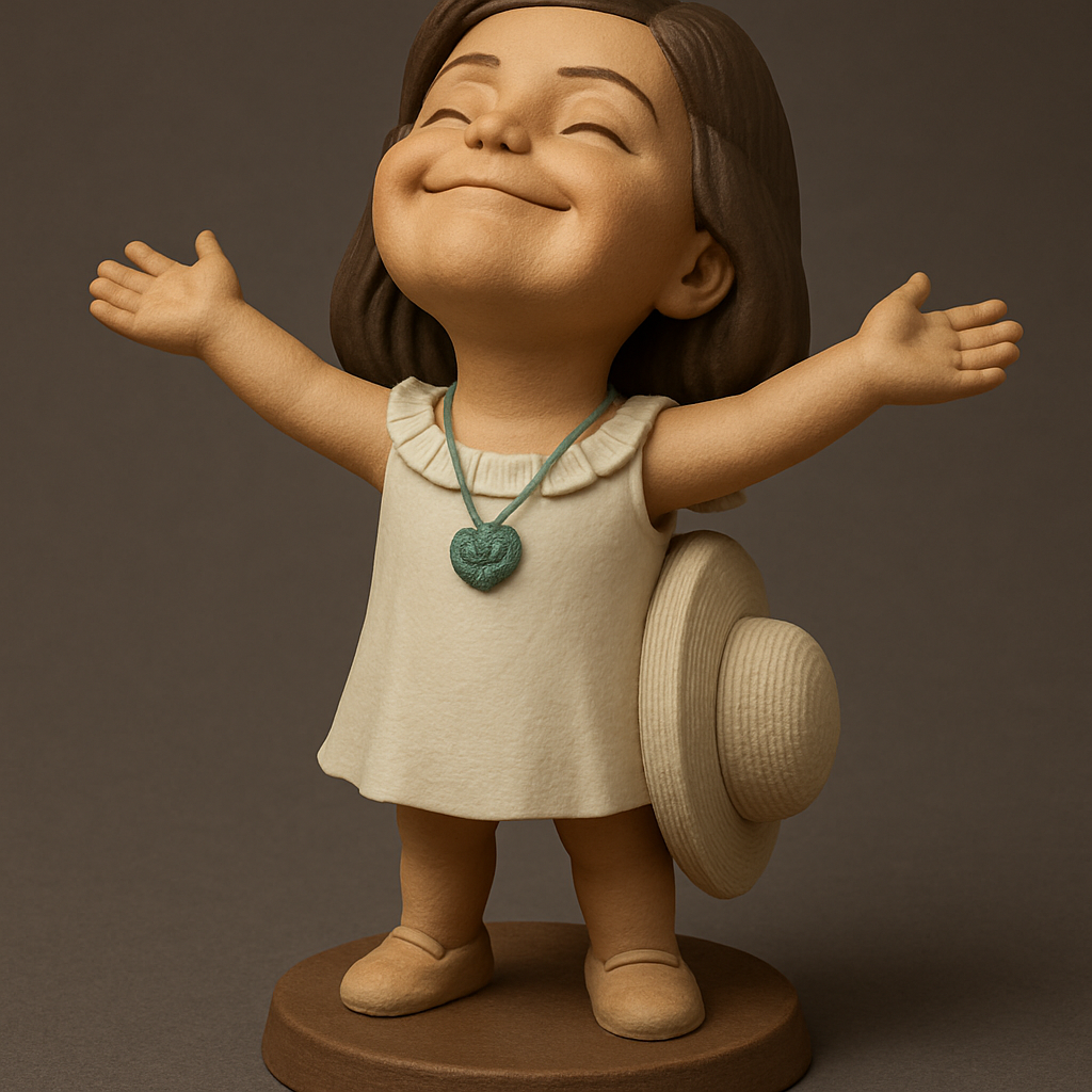 face anatomy 3d model-create 3d face model from photo_Embrace Joy: Little Girl Figurine Radiating Happiness